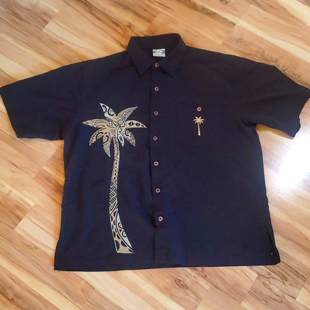 Go Barefoot Mens Button Down - L Black